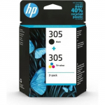 HP 305 Pakk 2 Autentset Musta ja Kolmev&auml;rvilist Tindikassetti (6ZD17AE)