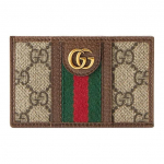 GUCCI Ophidia Vintaažlogo Triip Webbing L&otilde;uend ja Nahk Kaardihoidja Tavaline Suurus Unisex Paaristiil Eebenipruun Gift Box Set (Basic Set + Original Box) pruun/eebenmust