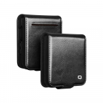 Naturaalsest Ehtsa Nahast &Uuml;mbris Samsung Galaxy Z Flip 7 5G jaoks Premium Lehma Nahast Rahakott-Kate Samsung Z Flip 7 &Uuml;mbrise jaoks Galaxy Z Flip7 must