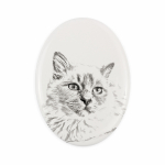 Birman - commemorative plaque with a cat photo, tombstone with a print, personalized oval plaque from the Art-Dog brand valge