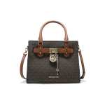 Michael Kors MK Hamilton Monogram Commuter Moodne Disain Nahast Ja S&uuml;nteetilisest Nahast &Otilde;la-Ristkorral Kotti V&auml;ike 35F1GHMS1B-BROWN Basic Set (Bag+Dust Bag)