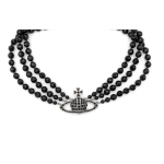 Vivienne Westwood Kolmerealine Basreljeefne Choker Kaelakee Meeste kaelakeed Must Messing 6301011E02Q116CN Basic Packaging-Dust Bag+Box,F,Black