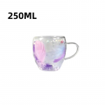 250/350 ml sulgedega disainiga klaasist tass k&auml;epidemega Kahekihiline kohvitass, l&auml;bipaistev kuumakindel kodukontori peen kinketass 301-400ml