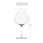 1L Suure mahutavusega Sydonios stiilis k&otilde;rgetasemeline burgundia klaas Kristall K&auml;sit&ouml;&ouml;na valmistatud &Uuml;limalt &otilde;huke veiniklaas Aroomi suurendav pokaal 1PCS white