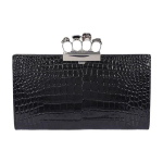 Alexander McQueen Krokodillimustriga Tr&uuml;kitud Vasikanahast Sidur Naiste sidur Must 5705821HB0Y1000 Basic Set (Bag+Dust Bag)