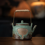 Vintage ahjus glasuuritud keraamiline lootoseknaadi teekannikomplekt, Hiina Gongfu teekomplekt kodu- ja teetseremoonia jaoks Teapot brown