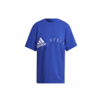 adidas by Stella McCartney Naiste Sinine Valge L&otilde;tv &Uuml;mmarguse Kaelusega L&uuml;hikeste Varrukatega T-s&auml;rk HB7403 XS