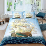 Piraadi tekikott komplekt Kuninganna Purjekas Tekikott komplekt Merenduse Ookeani Voodipesu komplekt Lahe stiil Tekikott Laine tr&uuml;kiga Dekoor Voodikate 135x200cm