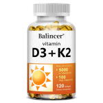 D3-vitamiin + K2-vitamiin Toidulisand, Kookos&otilde;liga, 120 pehmet kapslit pudelis 120 Capsules white