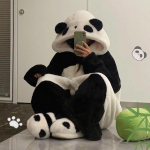 Talvine Unisex Panda Hommikumantlid Kost&uuml;&uuml;mid Cosplay Pidžaama T&auml;iskasvanute Pidžaama Loomne Magamisriietus Jumpsuit Anime Peoriietus S