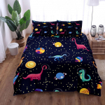 Dinosauruse Kosmose&ouml;&ouml; Tekikoti Komplekt King Queen Double Full Twin &Uuml;hekohaline Suurus Tumesinine Voodipesukomplekt EU single(135x200cm)