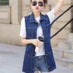 Naiste vintage suures suuruses teksariidest rebitud pestud teksariidest vest kontorisse S