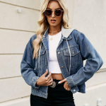 Naiste riided Uus Slim Fit pestud l&uuml;hike teksajakk Jope jakk Top trend S