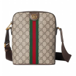 Gucci Ophidia Kuldne Kulunud Riistvara Kaetud Kangas + Nahk + Puuvillane L&otilde;uend &Otilde;la Crossbody Kott V&auml;ike Meeste Beež + Tume Pruun kuld