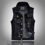 Noorte Kevad-S&uuml;gis Suur Suurus Denim Vest Unikaalne Varrukateta Kitsas Top 5XL
