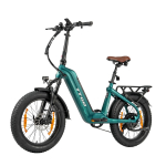 TTGO F8 Elektriline Kokkupandav Jalgratas S&uuml;sinikkiust Raam &ndash; 250W Mootor &ndash; 48V 18Ah Aku &ndash; 120 km Maksimaalne S&otilde;iduulatus &ndash; 20 &times;3.0 Rehvid &ndash; Shimano 7s &ndash; H&uuml;draulilised Pidurid tumeroheline v&auml;rv
