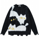 DRIPX Naljakad Kassikampsunid Meeste Harajuku Suured Hip Hop Kampsunid Pulloverid Kudumid Jumperid Y2K Vintage T&auml;navar&otilde;ivad Kampsunid Unisex M must
