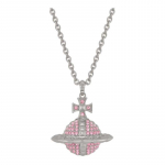 Vivienne Westwood kaelakee MAYFAIR Mayfair suur pall Saturn kolmem&otilde;&otilde;tmeline suur pall teemantkujundus naistele roodiumi v&auml;rvi / heledat 630203EE-02W190 roosa