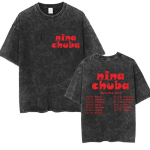 Nina Chuba Arena tuur 2025 Vintage pestud T-s&auml;rk Meestele Naistele Harajuku K&otilde;rge kvaliteediga puuvillane T-s&auml;rk Hip Hop riided &Uuml;lem&otilde;&otilde;dulised T-s&auml;rgid XL black