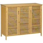 Rustikaalne kingakapp, 3-ukseline kingahoidja 8 riiuliga, naturaalse puidu viimistlus 100 x 35 x 80 cm