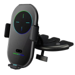 15W Qi juhtmevaba laadija autokinnitus CD-pesa kinnitusega alus iPhone'i, Samsungi mobiiltelefonidele Kiirlaadimisega must