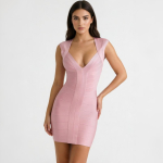 BEAUKEY Luksuslik Seksikas S&uuml;gava V-kaelusega Sidemega Kleit Triibuline Kitsas Bodycon Mini Peokleit Kuulsuste &Otilde;htukleit Elastne Kootud Vestidos S