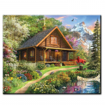 Teemantmaal m&auml;gimajake j&auml;rve maastik Teemanttikandid Ristpistes t&auml;is&uuml;mmargune puur 20X30CM