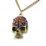 Les Tr&eacute;sors De Lily [K8051] - Union Jacki 'Skull' disainerkaelakee - 70 cm - 3x2 cm punane