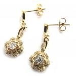 Les Tr&eacute;sors De Lily [M8924] - kullatud k&otilde;rvar&otilde;ngad 'Flora' valgest kullast - 28x11 mm kuld