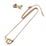 Les Tr&eacute;sors De Lily [P4898] &ndash; roosa kullaga kaelakee 'Love' + teraspandlad (kuldroosa) kuld