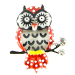 Les Tr&eacute;sors De Lily [Q1610] - Broche pin's cr&eacute;ateur 'Lilipoupettes' (chouette) rouge gris - 28x24 mm punane