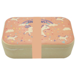 Les Tr&eacute;sors De Lily [R0617] - Lunch box bambou 'Licorne My Unicorn' rose beige - 19x13x6 cm Heleroosa
