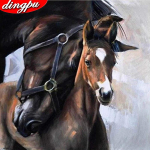 Loomade teemantmaaling Hobune ristpistes t&auml;isnurkne puur-teemanttikandid 30x30CM