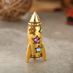 Blucome vintage kristallt&auml;he raketi kujuga prossid korsav&auml;rvi kuldne Harajuku astronauti &uuml;likond s&auml;rk kott kaunistus krae klamber kuld