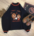 Scione naiste Halloweeni k&otilde;rvitsa kampsun, armas pits, lahtiste laternavarrukatega multikas kootud pullover One Size kollane