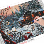 5D Teemantmaali Maja t&auml;isruudu kunst Rhinestone Uus saabumine Teemanttikandid Talvine mosaiik Linnukaunistus koduks Full Round (20X30CM)