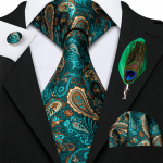 Barry.Wang meeste lips sulgedega pross Paisley lilleline kaelaside Hanky ​​mansetin&ouml;&ouml;pide komplekt GP-013