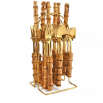 24 tk s&ouml;&ouml;gin&otilde;ude komplekt alusega bambusest k&auml;epidemega roostevabast terasest lauan&otilde;ud noad s&ouml;&ouml;giriistade kahvli lusika komplekt koos s&ouml;&ouml;giriistade nagi komplektiga