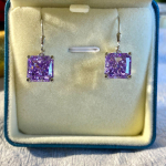 Gica Gema uued ehted S925 Sterling Silver Square, 10 * 10 v&auml;rsked ja mitmek&uuml;lgsed naiste k&otilde;rvar&otilde;ngad pulma kihlumise aastap&auml;evaks 925 Silver lilla