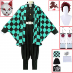 Demon Slayer Kimetsu no Yaiba Tanjiro Kamado Cosplay kost&uuml;&uuml;m Kimono Mantel Halloweeni pidu Anime riided vormikomplekt M