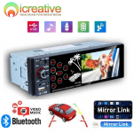 Icreative 1 Din 4-tolline auto MP5-m&auml;ngija autostereo mahtuvuslik puuteekraan HD-auto MP5 tugi Tahavaate BT kaugjuhtimispuldiga 4IR tahavaatekaamera