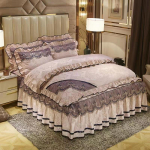 King-/queen-size/twin-suurus pitsvoodi seelik tekikate Padjap&uuml;&uuml;r Neljaosaline komplekt tihendav soe magamistuba Lihtne voodipesu Kvaliteetne s&uuml;gistalv Twin 4pcs