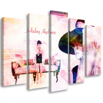 Viieosalise pildiga l&otilde;uendiprint Audrey Hepburn 100x70 roosa