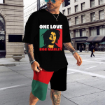 Suvised BoB Marley Reggae T-s&auml;rgikomplektid Mood Jooksmine L&uuml;hikeste varrukatega Harajuku &Uuml;likond Meeste Spordidress 3D Prinditud Hingavad riided 6XL 4XL