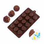 15 auguga lillekujuline silikoon&scaron;okolaadivorm j&auml;&auml;kuubikualus DIY fondant k&uuml;psise k&uuml;psetusn&otilde;u tarretis puding magustoit k&uuml;psetusn&otilde;ud