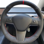 Auto Rooli Kate Rooli M&auml;his Suede Nahk Originaal Rooli Punutis Tesla Model 3 2015-2021 Model Y jaoks Style 8