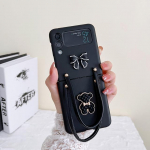 Samsung Galaxy Z Flip 4 3 5g &uuml;mbrisele Mood Korea 3D karu paelaga k&auml;epael kaasaskantav kaelapael k&otilde;va PC kest Z Flip3 koti jaoks For SAM Z Flip4 must