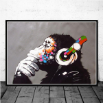 Banksy t&auml;nava grafiti kollaaž Monkey l&otilde;uendi maalimine plakat ja tr&uuml;kis P&otilde;hjamaade stiilis seinakunstipildid elutoa kodukaunistuseks ilma raamita 60*90cm