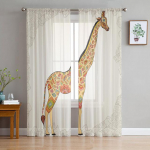 Naljakad kaelkirjak loom valged l&auml;bipaistvad kardinad elutuppa &Scaron;ifoon Voile kardin Magamistoa T&uuml;llkardinad Aknakatted 1 PCS W250XH250cm