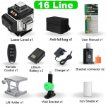 4D 16 joonega lasertasandi 360&deg; isetasanduv funktsioon nivelleeriv maapinna laseriga seinakleebis vertikaalse horisontaalse kaldjoonega 1*Battery